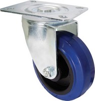 Kka przemysowe - opona z niebieskiej gumy, plastikowa felga, mocowanie obrotowe