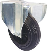 Kółka przemysłowe - opona z czarnej gumy, plastikowa felga, mocowanie stałe